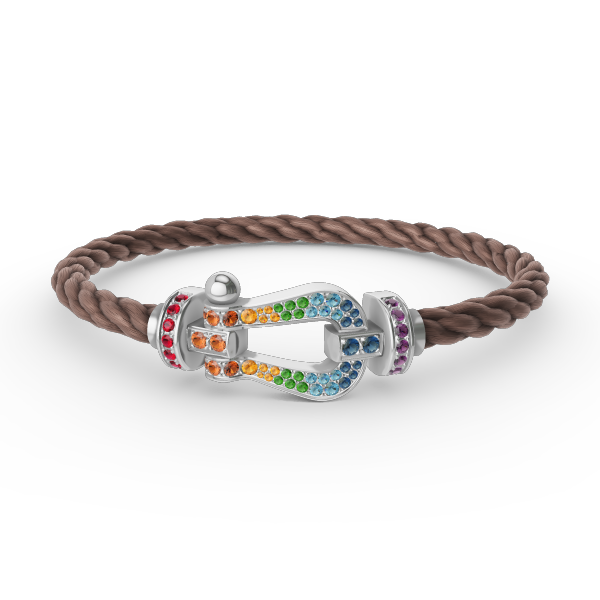 [LunaMar]FORCE LARGE HORSESHOE COLORED DIAMOND BRACELET - WHITE GOLD