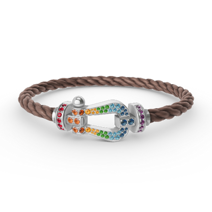 [LunaMar]FORCE LARGE HORSESHOE COLORED DIAMOND BRACELET - WHITE GOLD