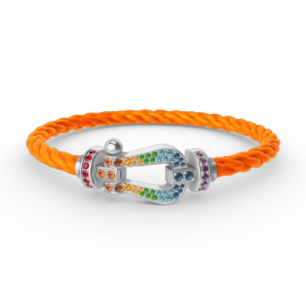 [LunaMar]FORCE LARGE HORSESHOE COLORED DIAMOND BRACELET - WHITE GOLD