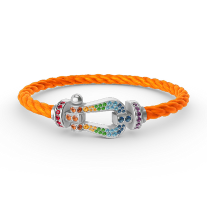 [LunaMar]FORCE LARGE HORSESHOE COLORED DIAMOND BRACELET - WHITE GOLD