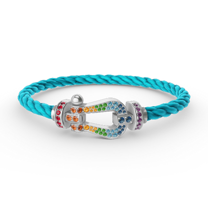 [LunaMar]FORCE LARGE HORSESHOE COLORED DIAMOND BRACELET - WHITE GOLD
