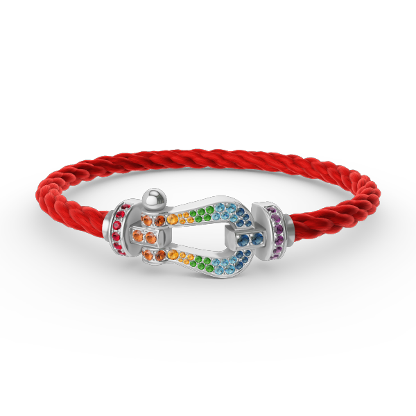 [LunaMar]FORCE LARGE HORSESHOE COLORED DIAMOND BRACELET - WHITE GOLD