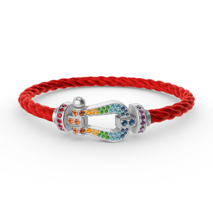 [LunaMar]FORCE LARGE HORSESHOE COLORED DIAMOND BRACELET - WHITE GOLD