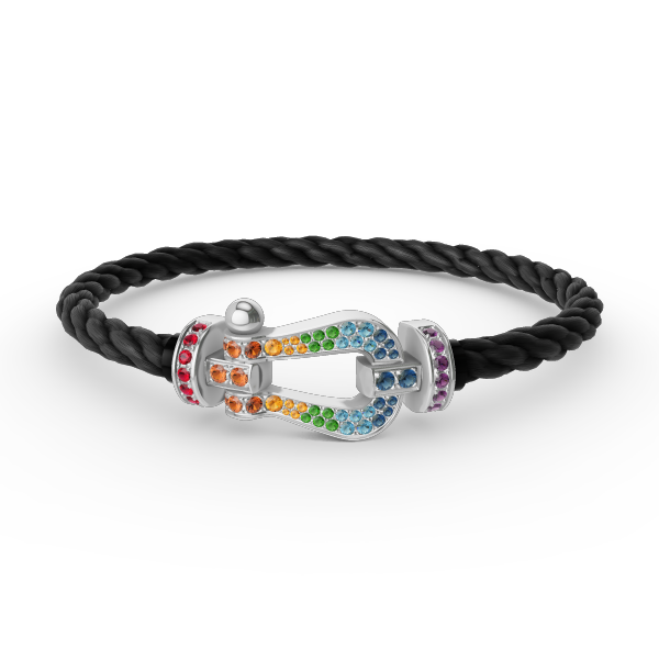 [LunaMar]FORCE LARGE HORSESHOE COLORED DIAMOND BRACELET - WHITE GOLD
