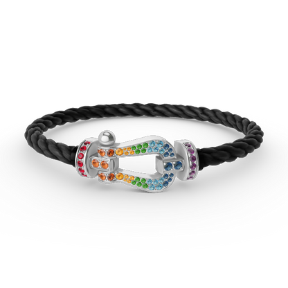 [LunaMar]FORCE LARGE HORSESHOE COLORED DIAMOND BRACELET - WHITE GOLD