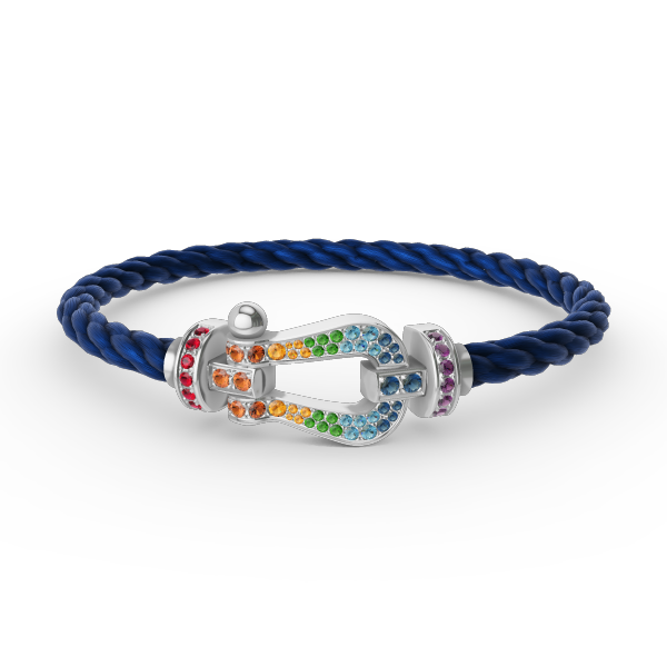[LunaMar]FORCE LARGE HORSESHOE COLORED DIAMOND BRACELET - WHITE GOLD