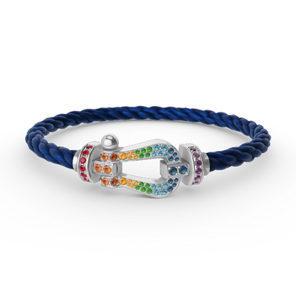 [LunaMar]FORCE LARGE HORSESHOE COLORED DIAMOND BRACELET - WHITE GOLD