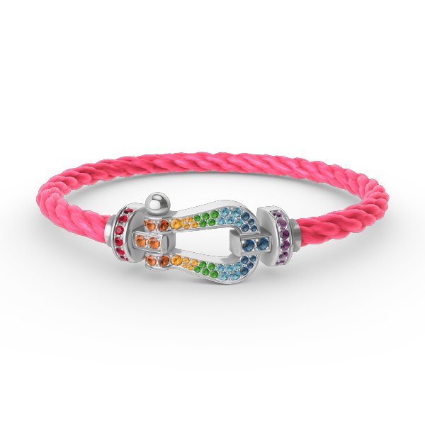 [LunaMar]FORCE LARGE HORSESHOE COLORED DIAMOND BRACELET - WHITE GOLD