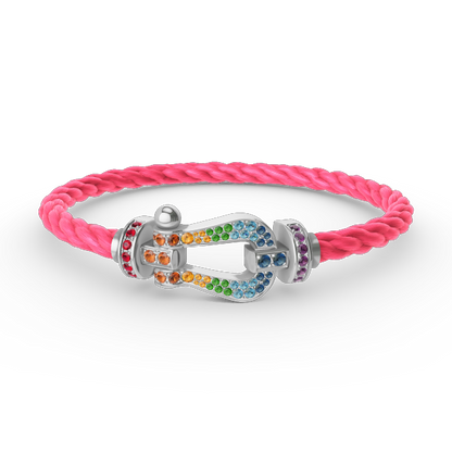[LunaMar]FORCE LARGE HORSESHOE COLORED DIAMOND BRACELET - WHITE GOLD
