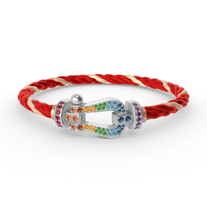[LunaMar]FORCE LARGE HORSESHOE COLORED DIAMOND BRACELET - WHITE GOLD