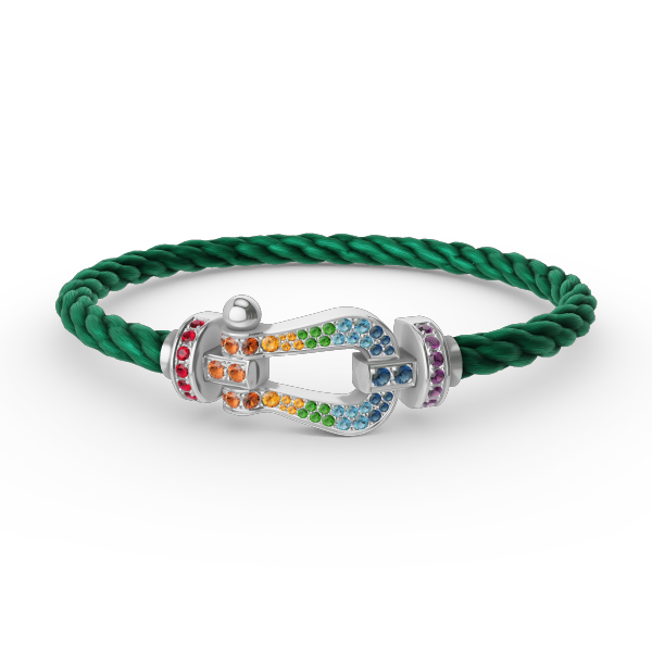 [LunaMar]FORCE LARGE HORSESHOE COLORED DIAMOND BRACELET - WHITE GOLD