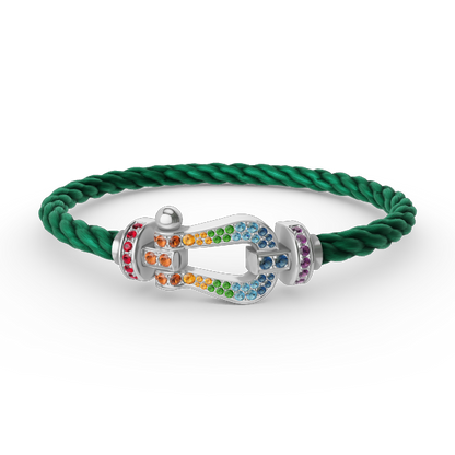 [LunaMar]FORCE LARGE HORSESHOE COLORED DIAMOND BRACELET - WHITE GOLD