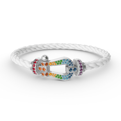 [LunaMar]FORCE LARGE HORSESHOE COLORED DIAMOND BRACELET - WHITE GOLD