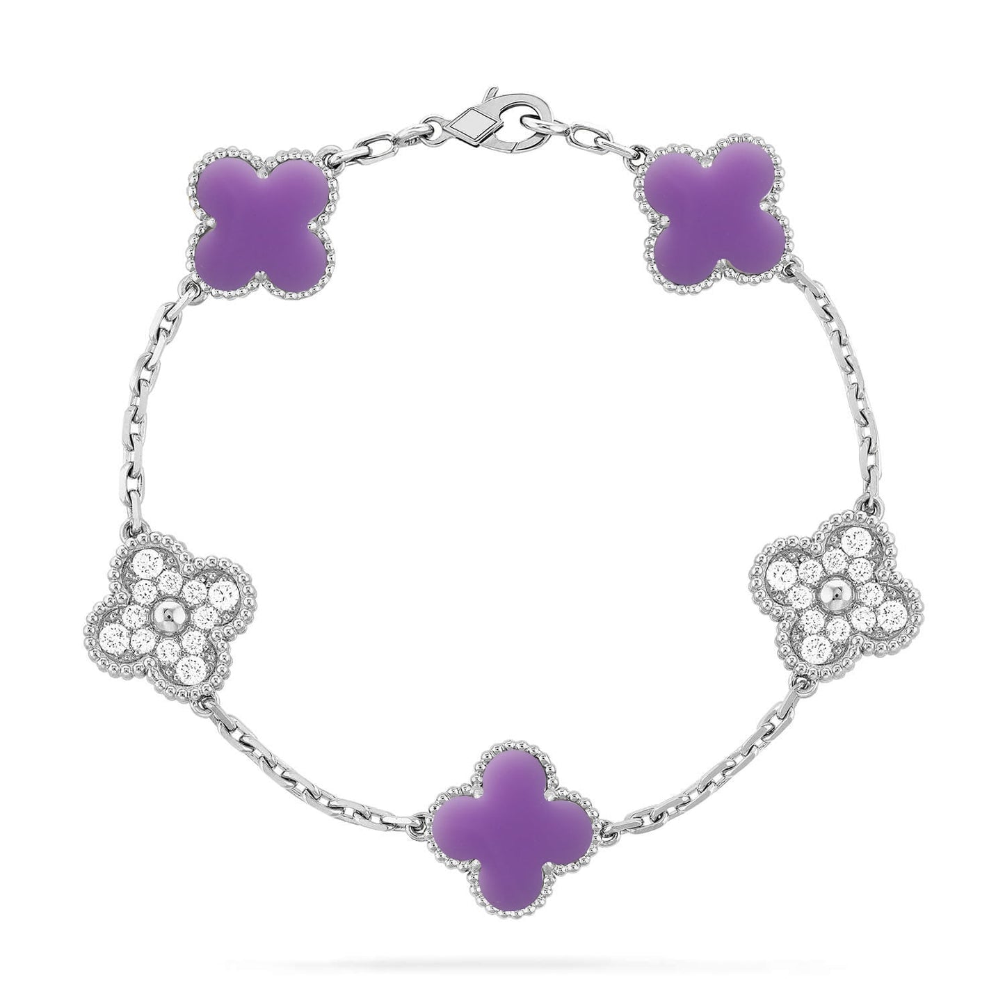 [LunaMar]LUCKY CLOVER 5-MOTIF BRACELET - LAVENDER COLLECTION