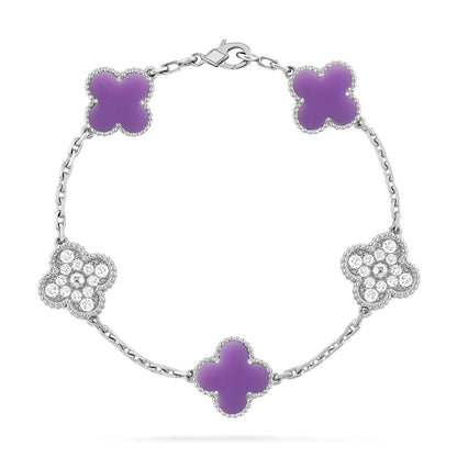 [LunaMar]LUCKY CLOVER 5-MOTIF BRACELET - LAVENDER COLLECTION
