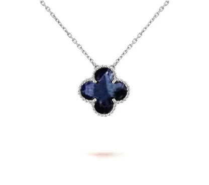 [LunaMar]15MM CLOVER FLOWER PENDANT NECKLACE WHITE GOLD COLLECTION