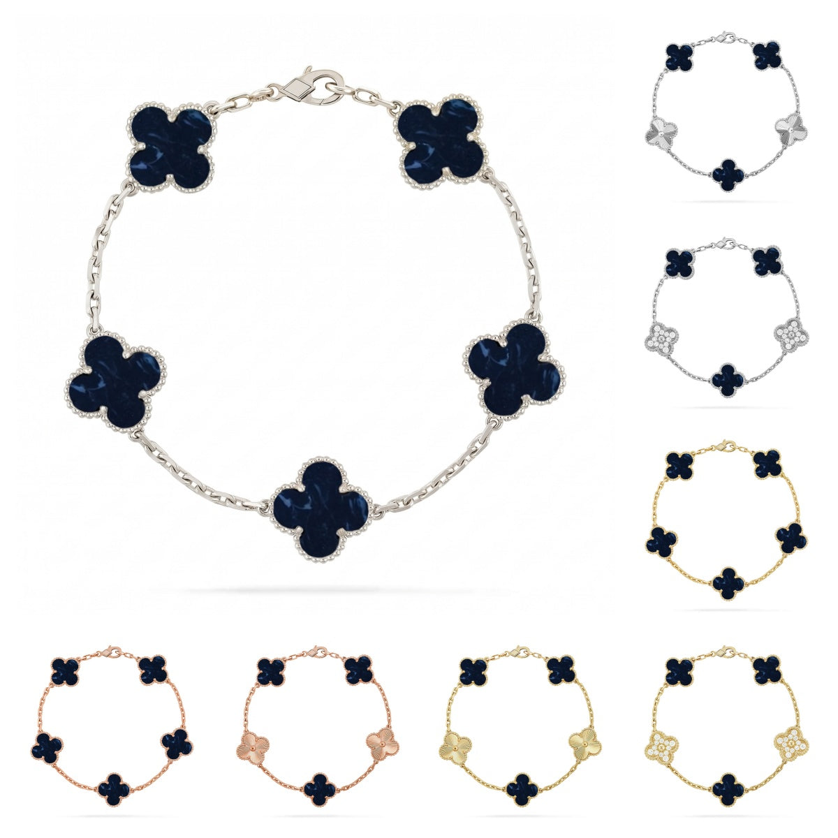 [LunaMar]LUCKY CLOVER 5-MOTIF BRACELET - PIETERSITE COLLECTION