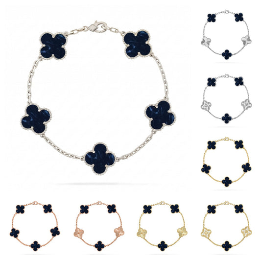 [LunaMar]LUCKY CLOVER 5-MOTIF BRACELET - PIETERSITE COLLECTION