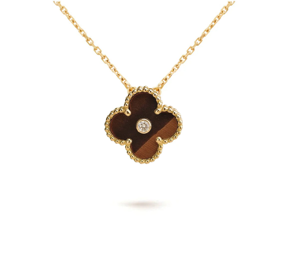 [LunaMar]15MM CLOVER FLOWER DIAMOND PENDANT NECKLACE COLLECTION