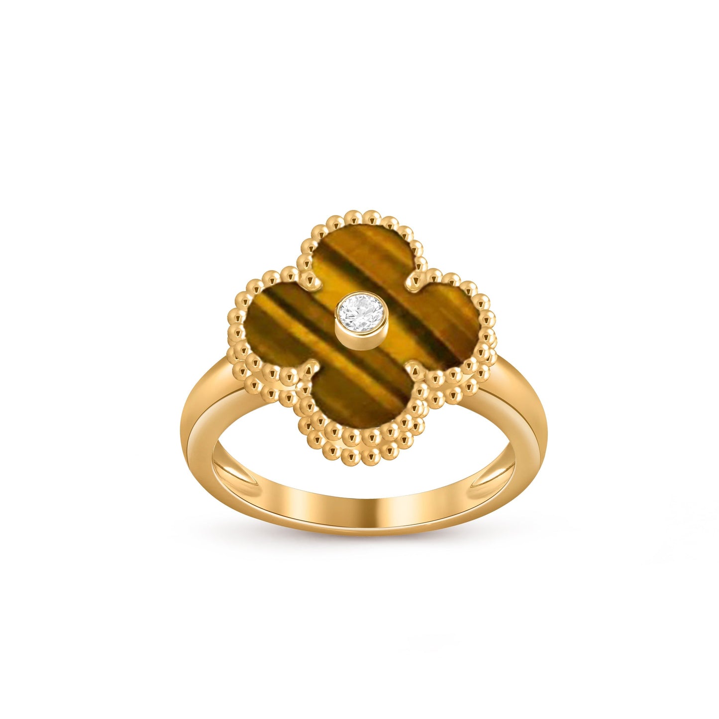 [LunaMar]LUCKY CLOVER DIAMOND-ACCENT GOLD RING COLLECTION