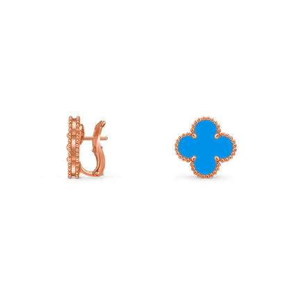 [LunaMar]15MM CLOVER FLOWER STUD EARRINGS ROSE GOLD COLLECTION
