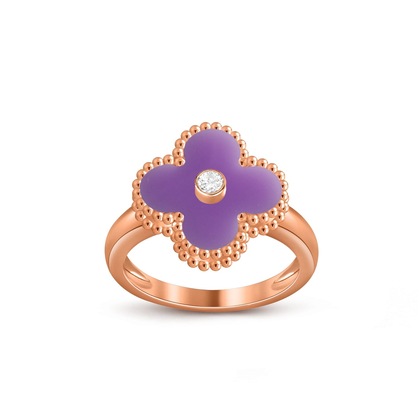 [LunaMar]LUCKY CLOVER DIAMOND-ACCENT ROSE GOLD RING COLLECTION