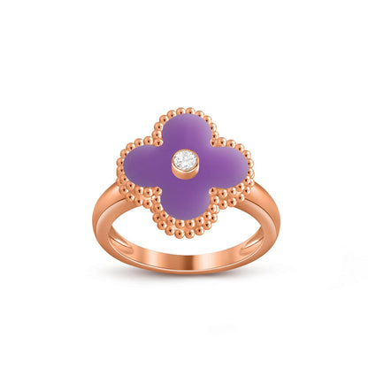 [LunaMar]LUCKY CLOVER DIAMOND-ACCENT ROSE GOLD RING COLLECTION