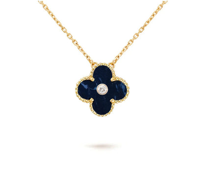 [LunaMar]15MM CLOVER FLOWER DIAMOND PENDANT NECKLACE COLLECTION