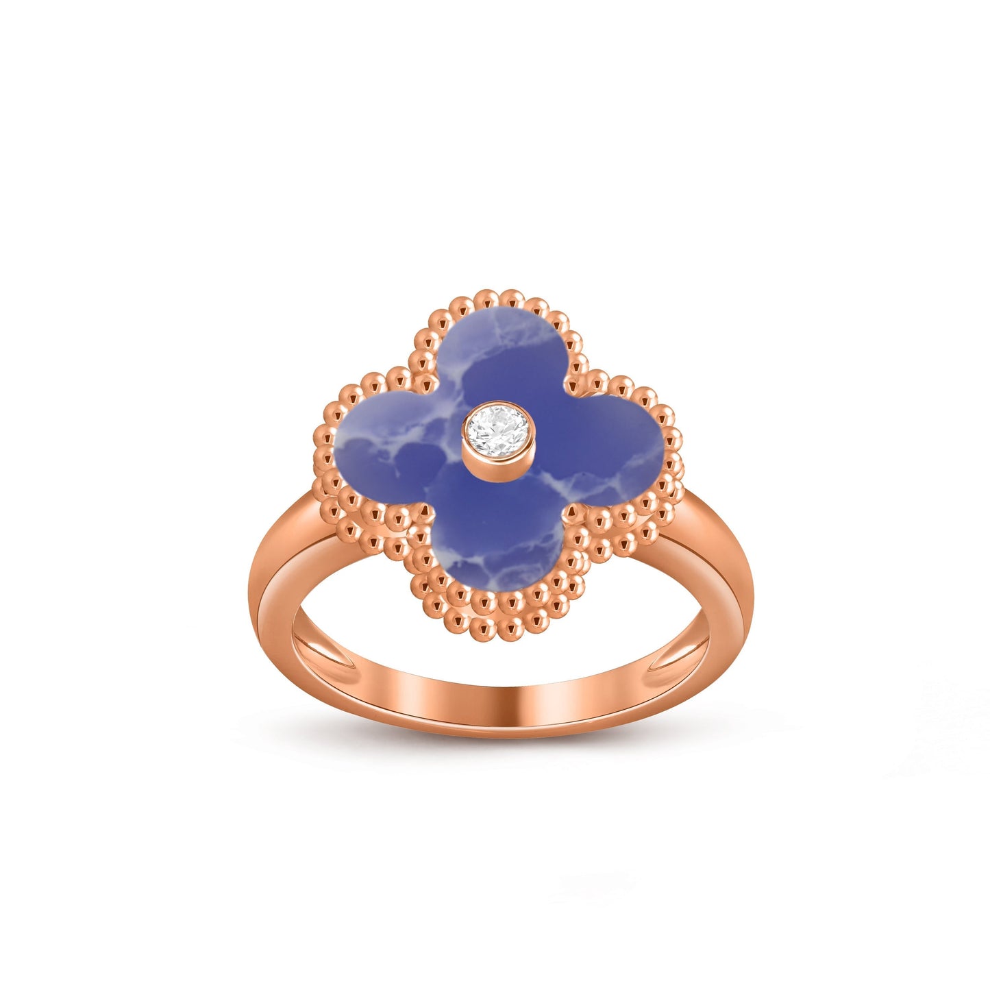 [LunaMar]LUCKY CLOVER DIAMOND-ACCENT ROSE GOLD RING COLLECTION