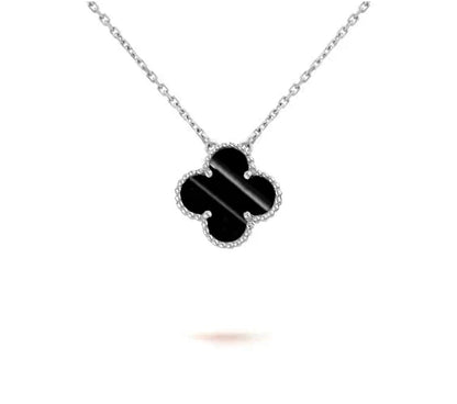 [LunaMar]15MM CLOVER FLOWER PENDANT NECKLACE WHITE GOLD COLLECTION