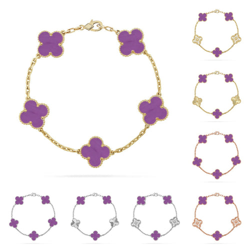 [LunaMar]LUCKY CLOVER 5-MOTIF BRACELET - VIOLET COLLECTION
