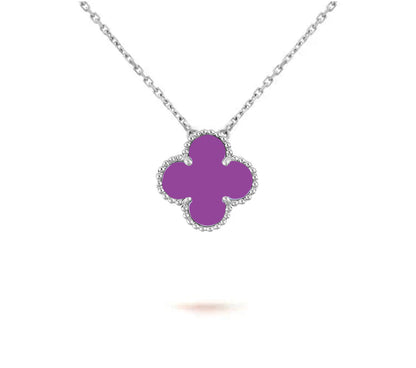 [LunaMar]15MM CLOVER FLOWER PENDANT NECKLACE WHITE GOLD COLLECTION