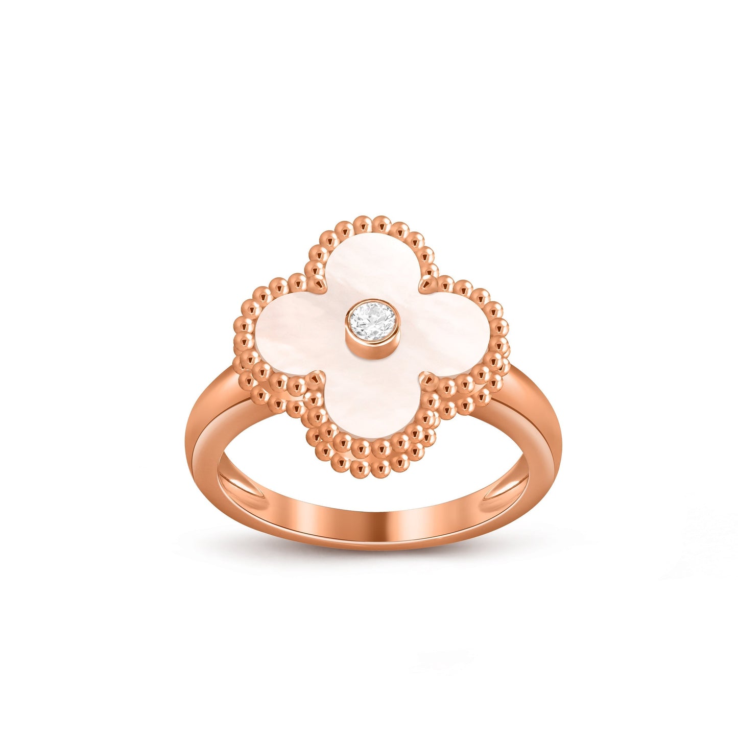 [LunaMar]LUCKY CLOVER DIAMOND-ACCENT ROSE GOLD RING COLLECTION
