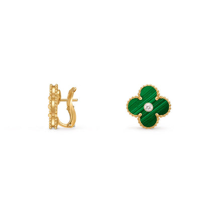 [LunaMar]15MM CLOVER FLOWER STUD EARRINGS DIAMOND-GOLD COLLECTION