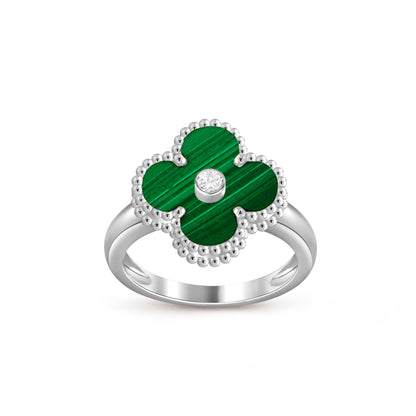 [LunaMar]LUCKY CLOVER DIAMOND-ACCENT WHITE GOLD RING COLLECTION