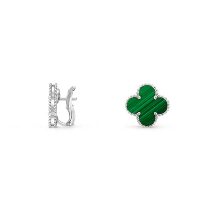 [LunaMar]15MM CLOVER FLOWER STUD EARRINGS WHITE GOLD COLLECTION