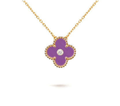 [LunaMar]15MM CLOVER FLOWER DIAMOND PENDANT NECKLACE COLLECTION