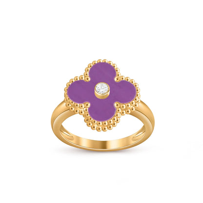 [LunaMar]LUCKY CLOVER DIAMOND-ACCENT GOLD RING COLLECTION
