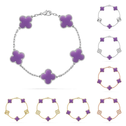 [LunaMar]LUCKY CLOVER 5-MOTIF BRACELET - LAVENDER COLLECTION
