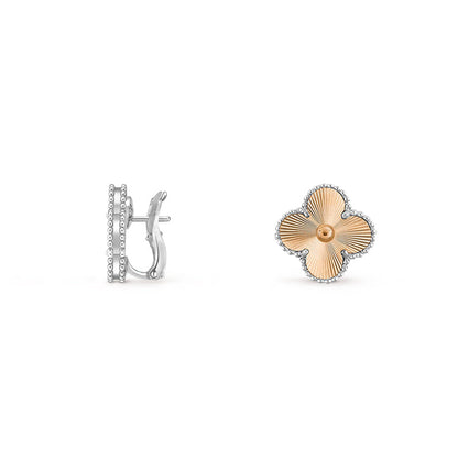 [LunaMar]15MM CLOVER FLOWER STUD EARRINGS WHITE GOLD COLLECTION
