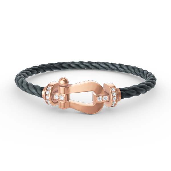 [LunaMar]FORCE LARGE HORSESHOE HALF DIAMOND BRACELET - ROSE GOLD