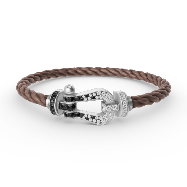 [LunaMar]FORCE LARGE HORSESHOE BLACK & WHITE DIAMOND BRACELET - WHITE GOLD