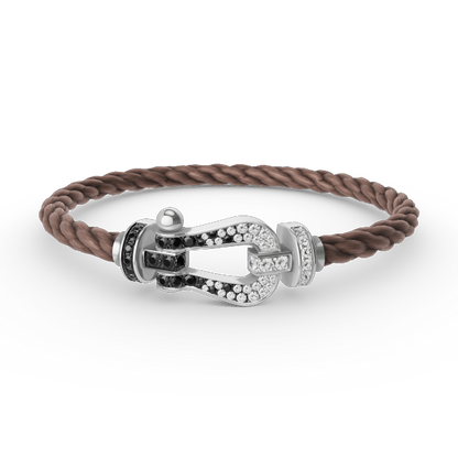 [LunaMar]FORCE LARGE HORSESHOE BLACK & WHITE DIAMOND BRACELET - WHITE GOLD