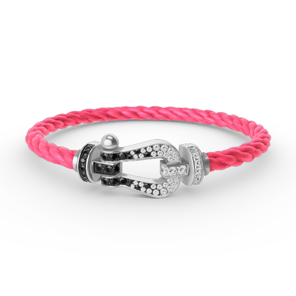 [LunaMar]FORCE LARGE HORSESHOE BLACK & WHITE DIAMOND BRACELET - WHITE GOLD