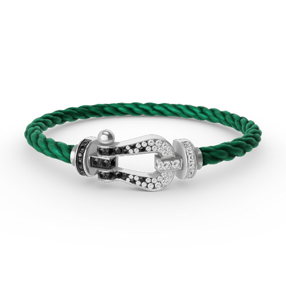 [LunaMar]FORCE LARGE HORSESHOE BLACK & WHITE DIAMOND BRACELET - WHITE GOLD