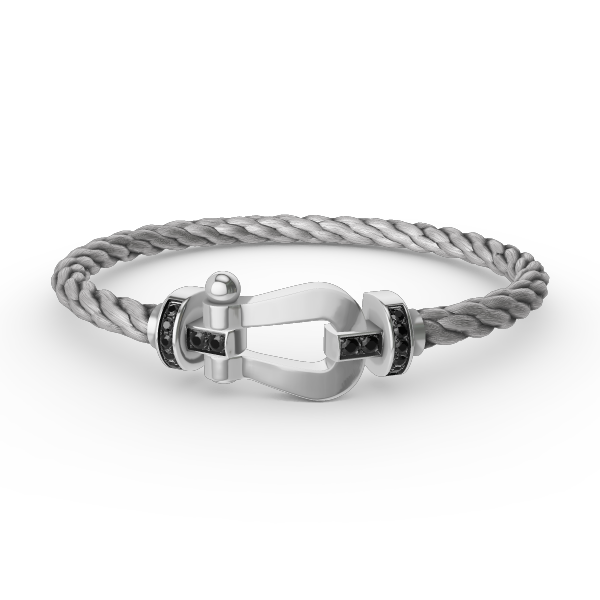 [LunaMar]FORCE LARGE HORSESHOE BLACK DIAMOND BRACELET - WHITE GOLD