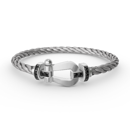 [LunaMar]FORCE LARGE HORSESHOE BLACK DIAMOND BRACELET - WHITE GOLD