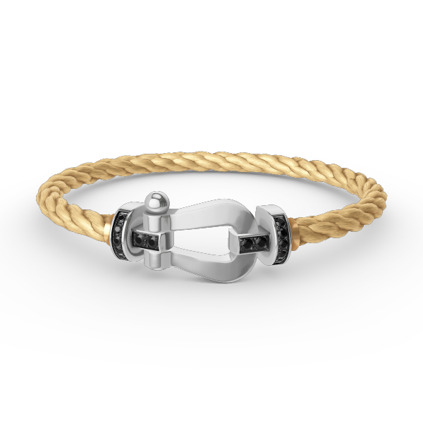 [LunaMar]FORCE LARGE HORSESHOE BLACK DIAMOND BRACELET - WHITE GOLD