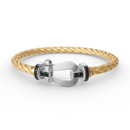[LunaMar]FORCE LARGE HORSESHOE BLACK DIAMOND BRACELET - WHITE GOLD
