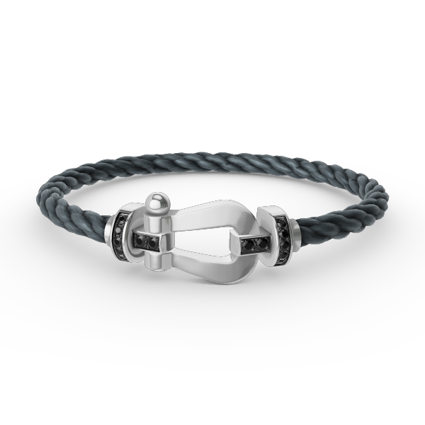 [LunaMar]FORCE LARGE HORSESHOE BLACK DIAMOND BRACELET - WHITE GOLD